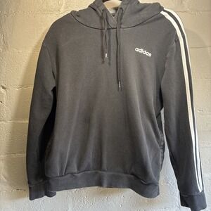 Adidas Essentials 3 Stripes Hoodie in Black and White Men's size L